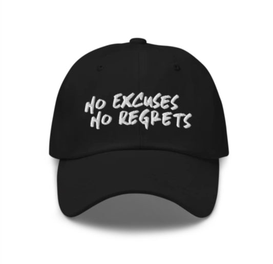 NO EXCUSES NO REGRETS EMBROIDERED HAT