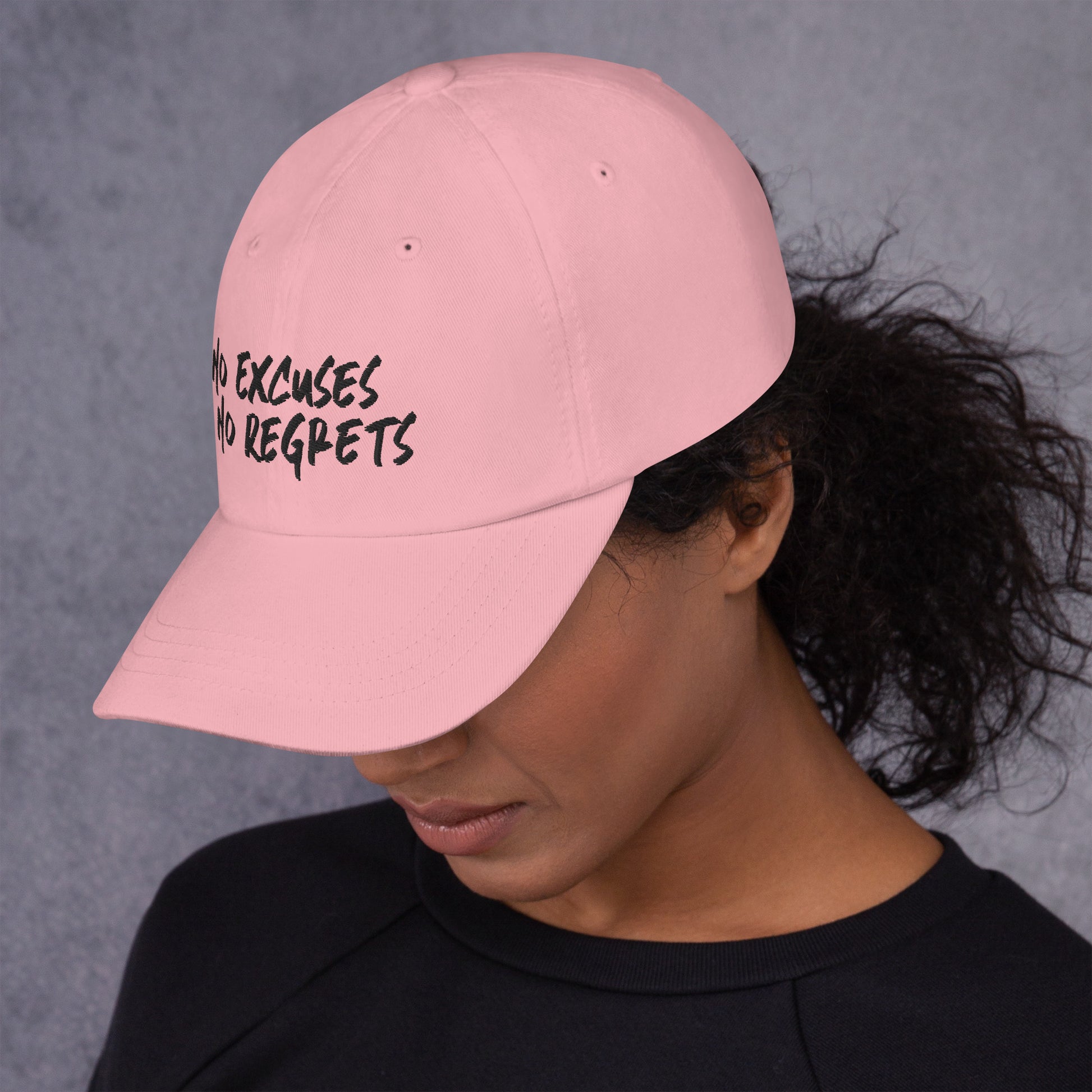 NO EXCUSES NO REGRETS EMBROIDERED HAT