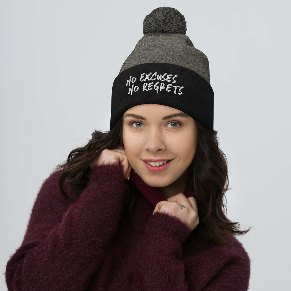 NO EXCUSES NO REGRETS ~ NENR EMBROIDERED BEANIE